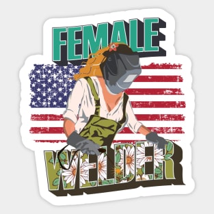 Welder girl funny quote woman metal worker gift  Female welder floral pettern USA flag Sticker